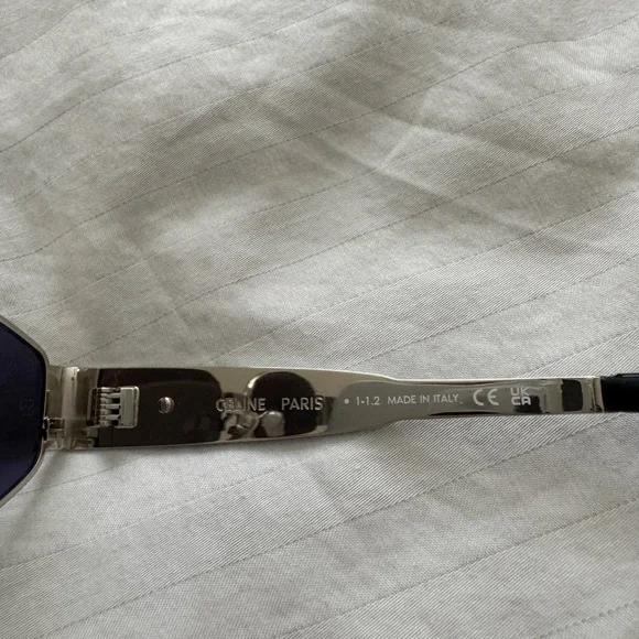 CELINE Triomphe hexagon-frame silver-tone sunglasses - Picture 8 of 15